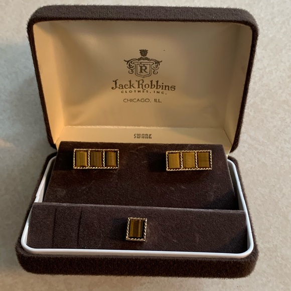 Vintage Tigers Eye Cufflinks & Tie Pin Set - Picture 1 of 3